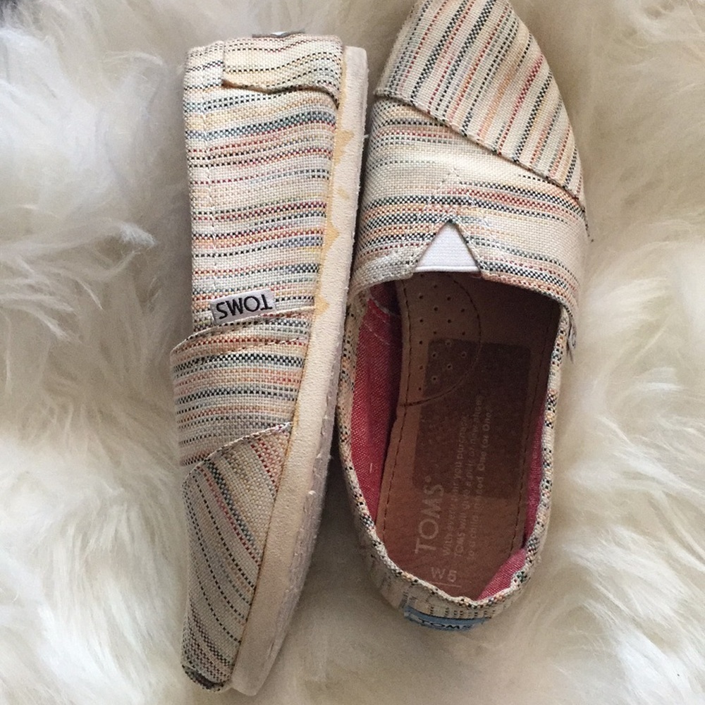 TOMS Colorful Pinstripe Flat Slip On Size 5 - Picture 8 of 11